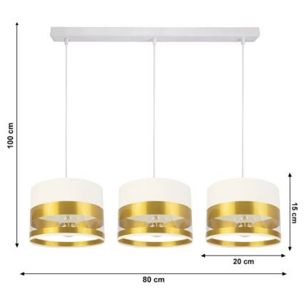 Ljuskrona med snöre MILO 3xE27/60W/230V guld