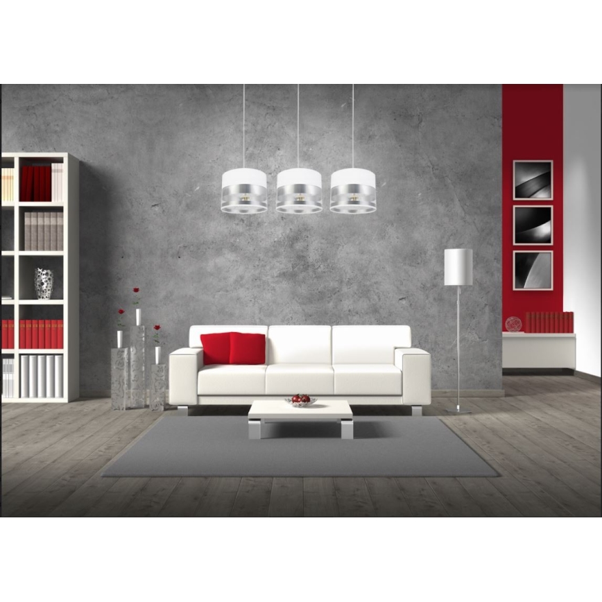 Ljuskrona med snöre MILO 3xE27/60W/230V silver