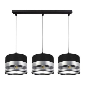 Ljuskrona med snöre MILO 3xE27/60W/230V silver/svart