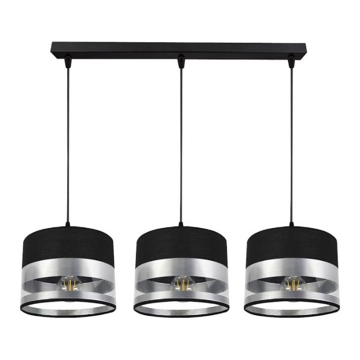 Ljuskrona med snöre MILO 3xE27/60W/230V silver/svart