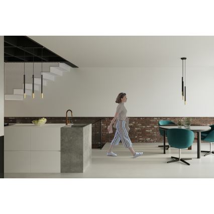 Ljuskrona med snöre MOSAIC 3xG9/12W/230V svart/guld