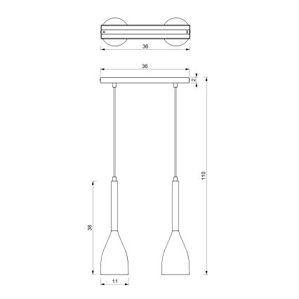 Ljuskrona med snöre MUZA 2xE27/60W/230V