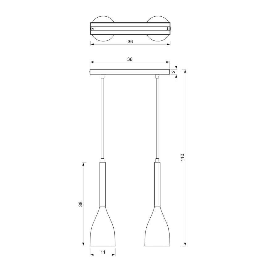 Ljuskrona med snöre MUZA 2xE27/60W/230V