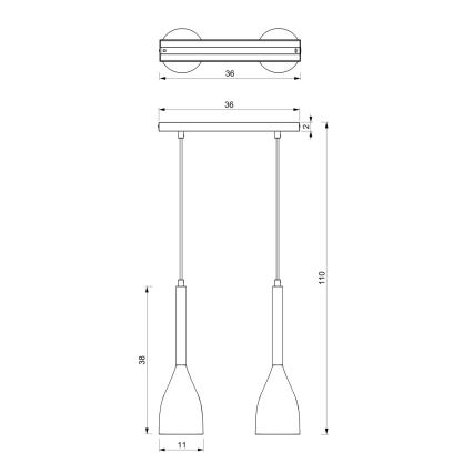 Ljuskrona med snöre MUZA 2xE27/60W/230V