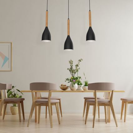 Ljuskrona med snöre MUZA NEW 3xE27/60W/230V svart