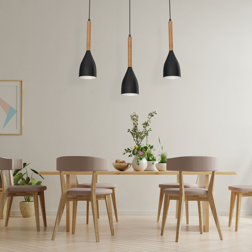 Ljuskrona med snöre MUZA NEW 3xE27/60W/230V svart