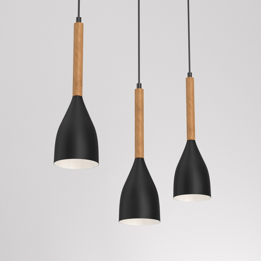 Ljuskrona med snöre MUZA NEW 3xE27/60W/230V svart