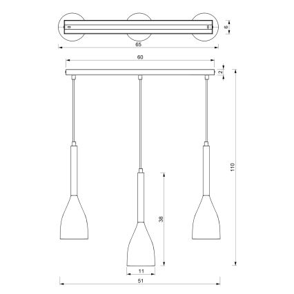 Ljuskrona med snöre MUZA NEW 3xE27/60W/230V vit