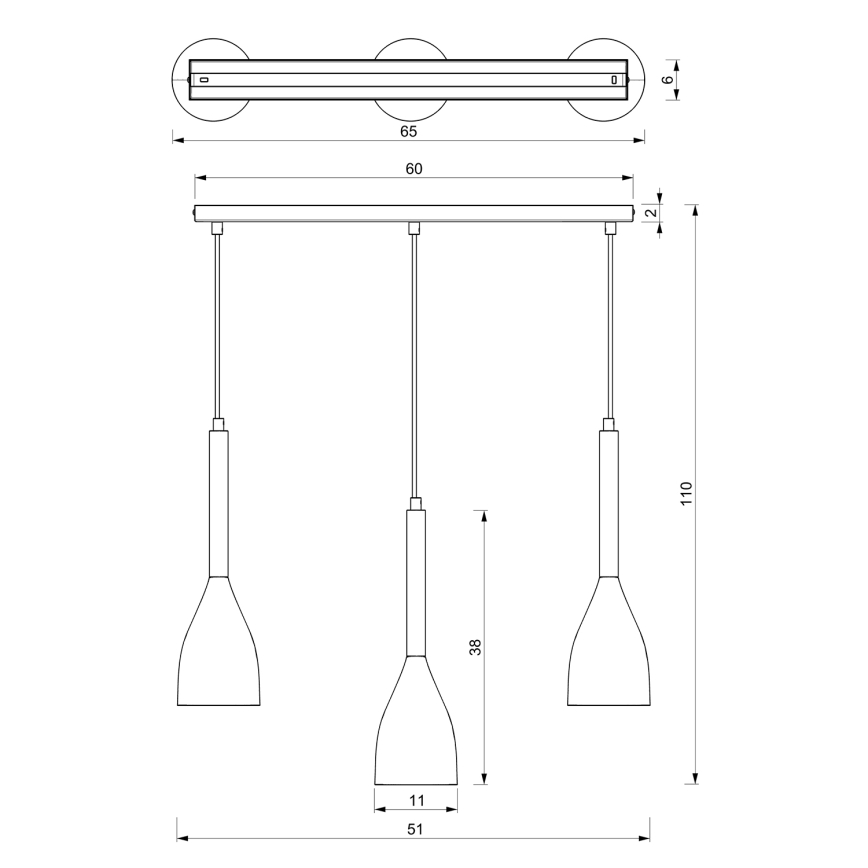 Ljuskrona med snöre MUZA NEW 3xE27/60W/230V vit