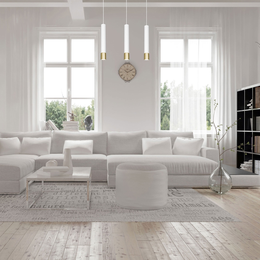 Ljuskrona med snöre NEST 3xGU10/8W/230V vit/guld