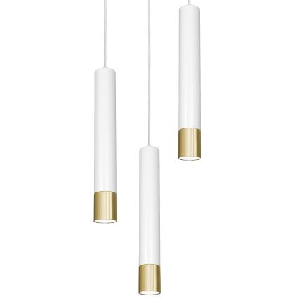 Ljuskrona med snöre NEST 3xGU10/8W/230V vit/guld rund