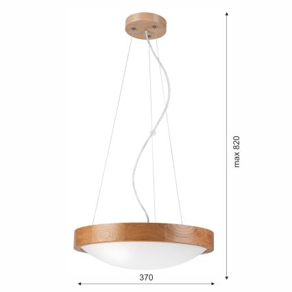 Ljuskrona med snöre OAK SLIM 2xE27/60W/230V ø 37 cm ek