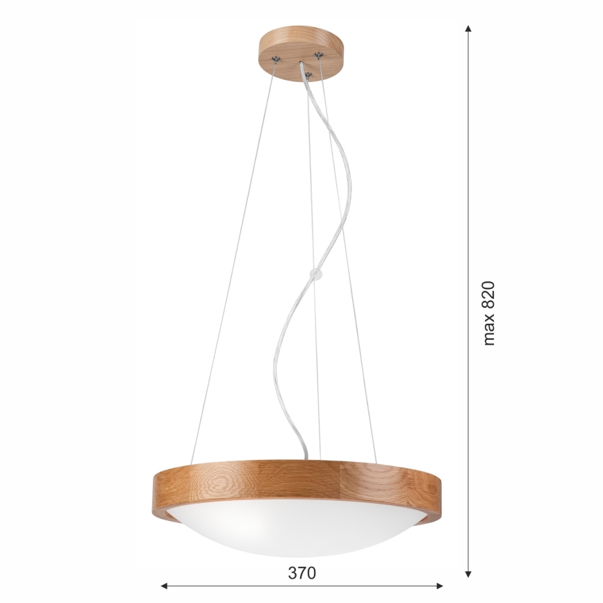 Ljuskrona med snöre OAK SLIM 2xE27/60W/230V ø 37 cm ek