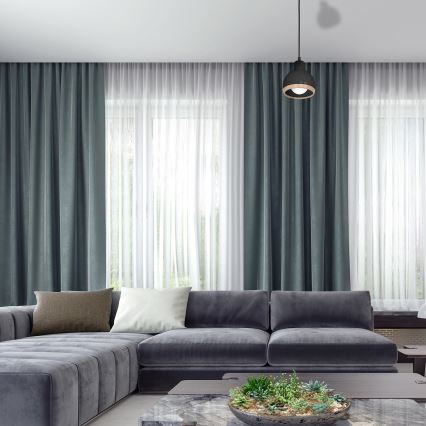 Ljuskrona med snöre OVAL 1xE27/60W/230V svart