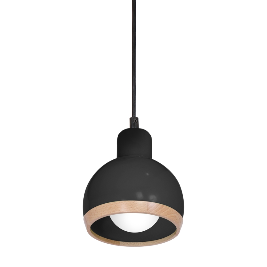 Ljuskrona med snöre OVAL 1xE27/60W/230V svart