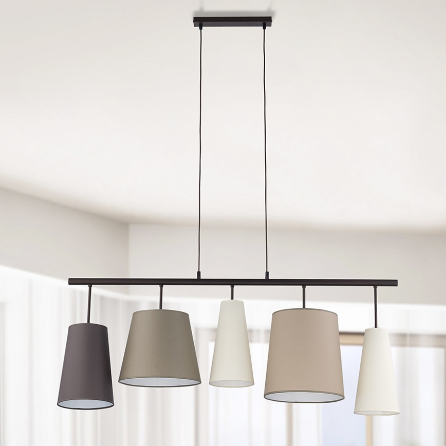 Ljuskrona med snöre PEDRO 5xE27/60W/230V beige