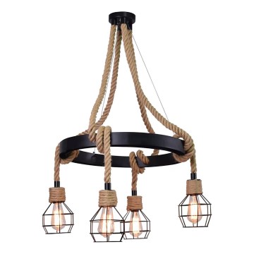 Ljuskrona med snöre ROPE ALEGRA 4xE27/10W/230V