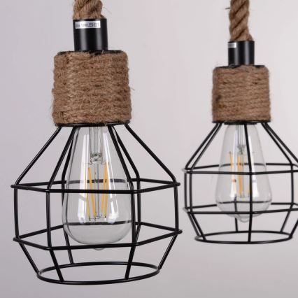 Ljuskrona med snöre ROPE ALEGRA 4xE27/10W/230V