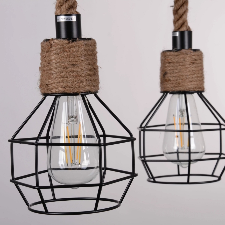 Ljuskrona med snöre ROPE ALEGRA 4xE27/10W/230V