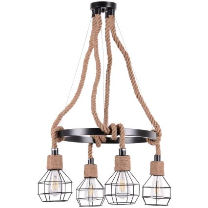 Ljuskrona med snöre ROPE ALEGRA 4xE27/10W/230V