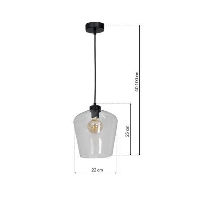 Ljuskrona med snöre SANTIAGO 1xE27/60W/230V klar