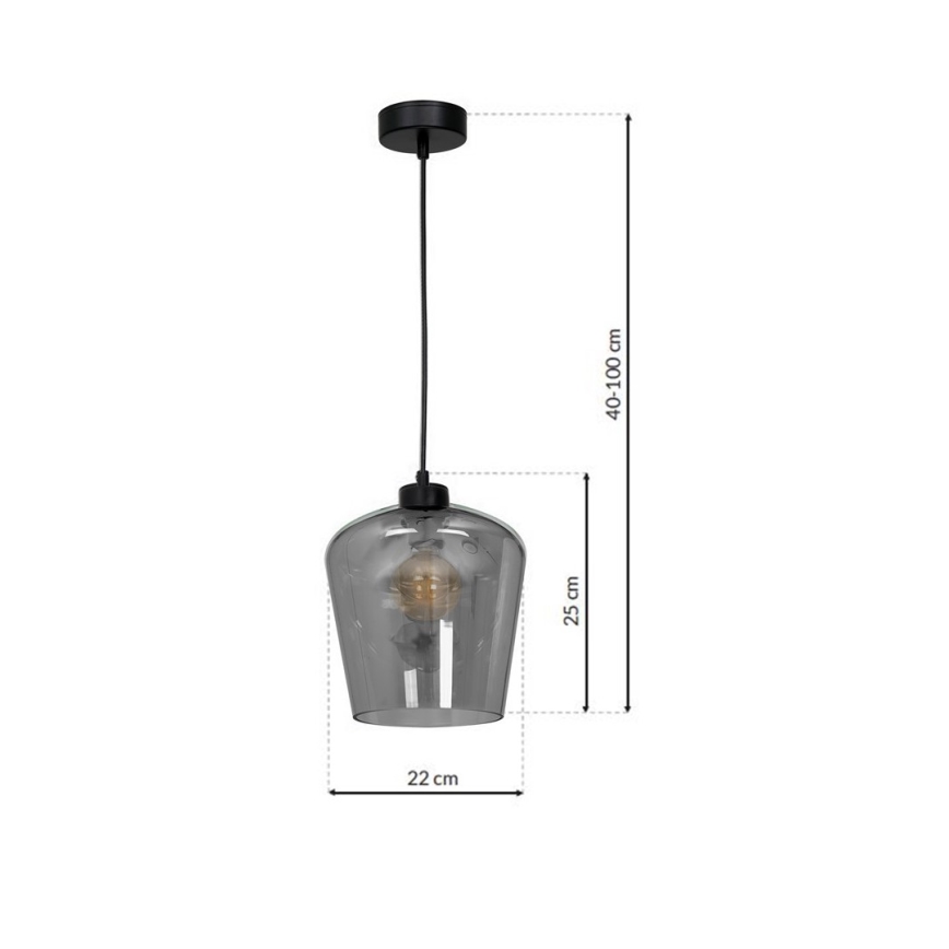 Ljuskrona med snöre SANTIAGO 1xE27/60W/230V svart