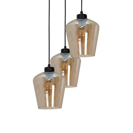 Ljuskrona med snöre SANTIAGO 3xE27/60W/230V brun