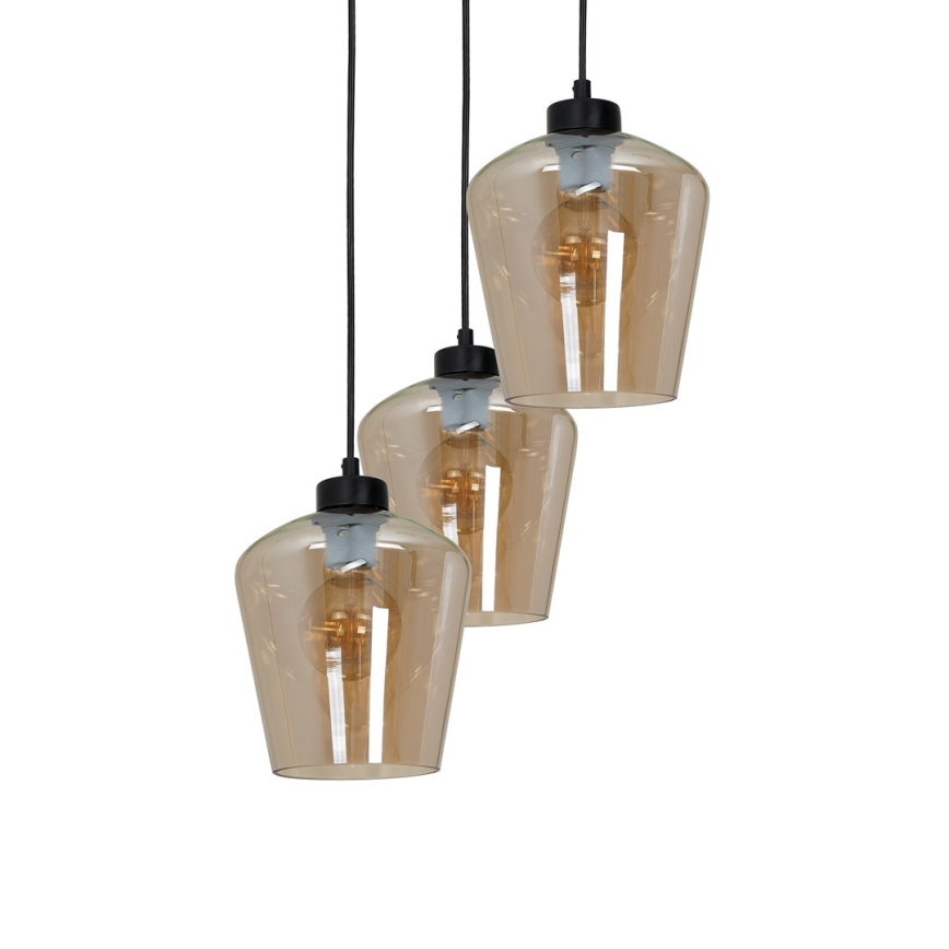 Ljuskrona med snöre SANTIAGO 3xE27/60W/230V brun