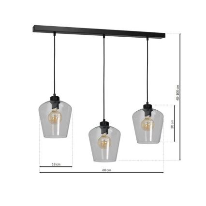 Ljuskrona med snöre SANTIAGO 3xE27/60W/230V klar