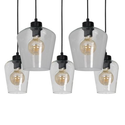 Ljuskrona med snöre SANTIAGO 5xE27/60W/230V klar