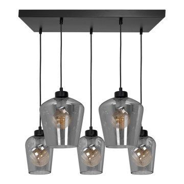 Ljuskrona med snöre SANTIAGO 5xE27/60W/230V svart
