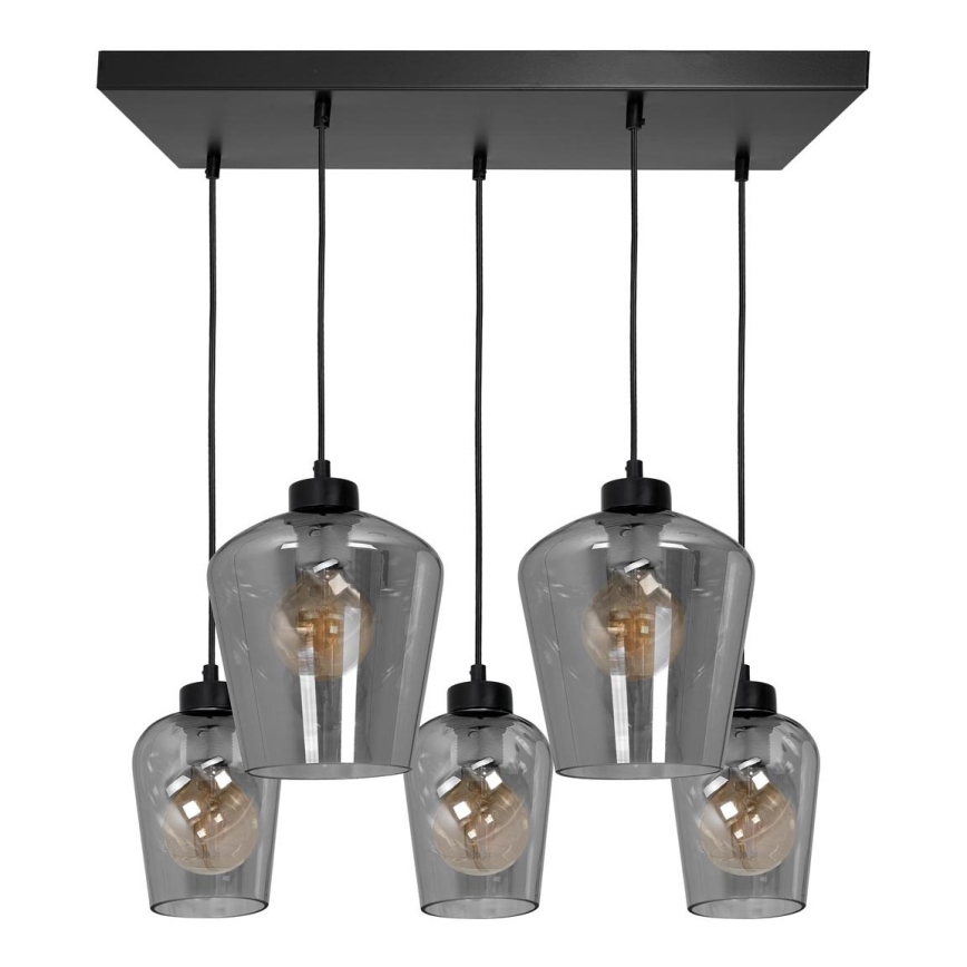 Ljuskrona med snöre SANTIAGO 5xE27/60W/230V svart