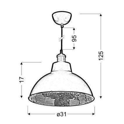 Ljuskrona med snöre SCRIMI 1xE27/60W/230V