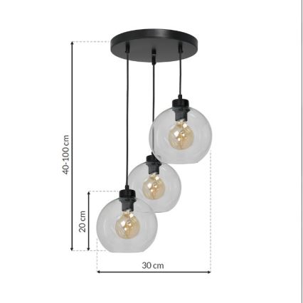 Ljuskrona med snöre SOFIA 3xE27/60W/230V klar