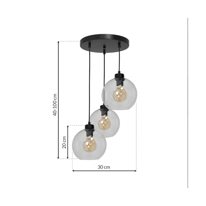 Ljuskrona med snöre SOFIA 3xE27/60W/230V klar