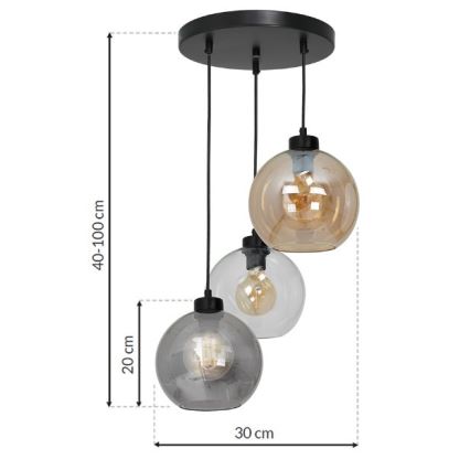 Ljuskrona med snöre SOFIA 3xE27/60W/230V mix