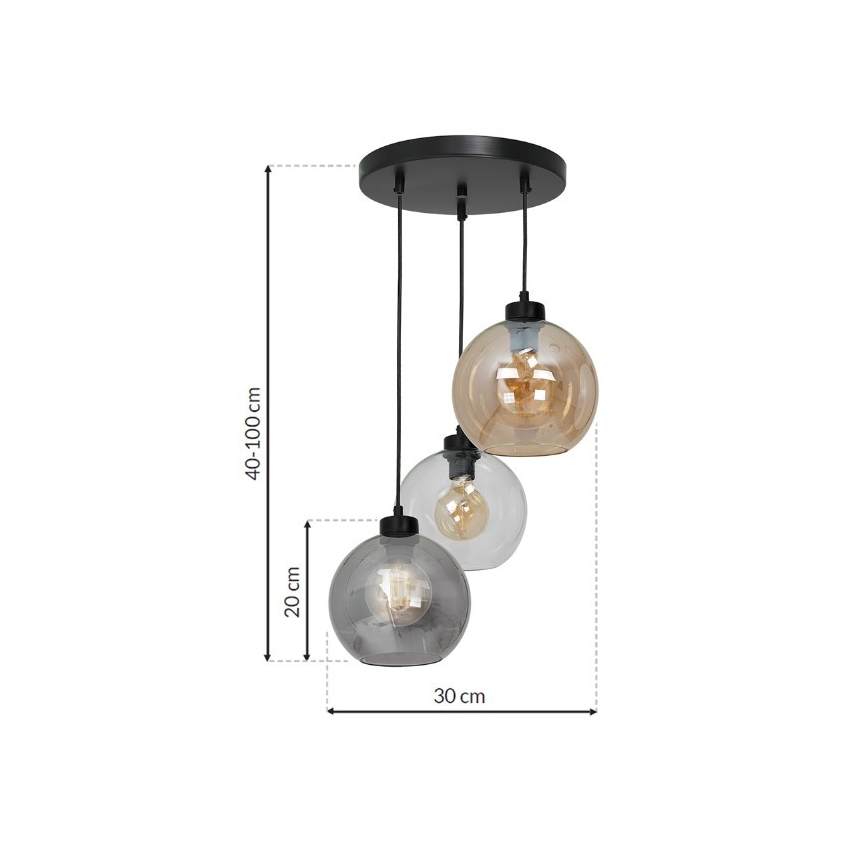 Ljuskrona med snöre SOFIA 3xE27/60W/230V mix