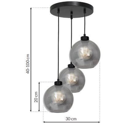 Ljuskrona med snöre SOFIA 3xE27/60W/230V svart