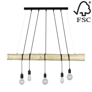 Ljuskrona med snöre TRABO 5xE27/60W/230V - FSC-certifierad