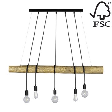 Ljuskrona med snöre TRABO 5xE27/60W/230V - FSC-certifierad