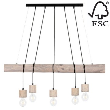 Ljuskrona med snöre TRABO 5xE27/60W/230V - FSC-certifierad