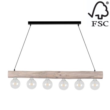 Ljuskrona med snöre TRABO 6xE27/60W/230V - FSC-certifierad
