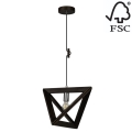 Ljuskrona med snöre TRIGONON 1xE27/60W/230V björk - FSC-certifierad