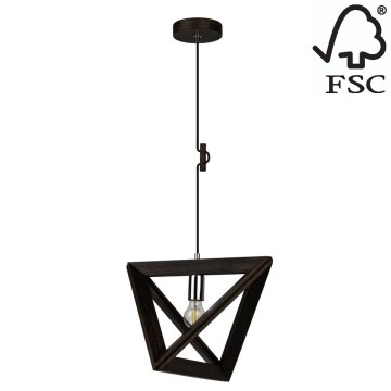 Ljuskrona med snöre TRIGONON 1xE27/60W/230V björk - FSC-certifierad