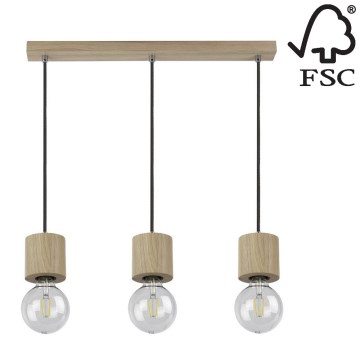 Ljuskrona med snöre TRONGO ROUND 3xE27/60W/230V - FSC-certifierad