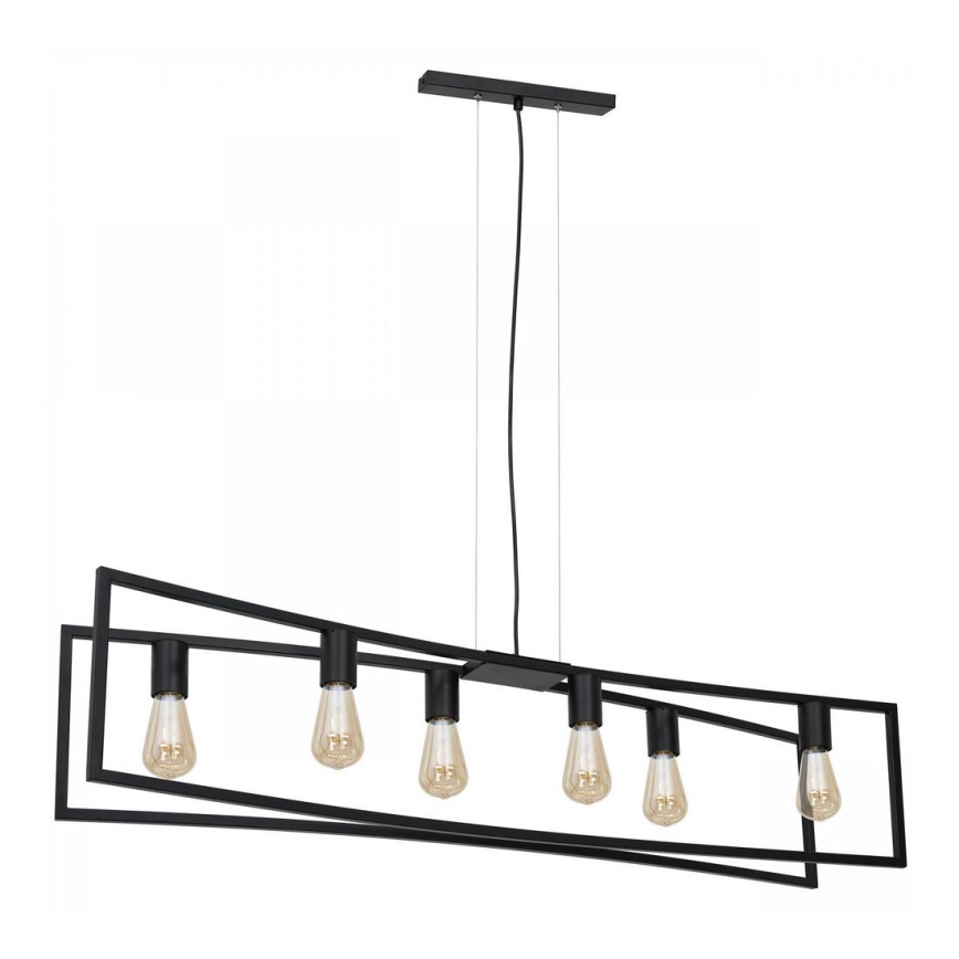 Ljuskrona med snöre TUNJA 6xE27/60W/230V svart