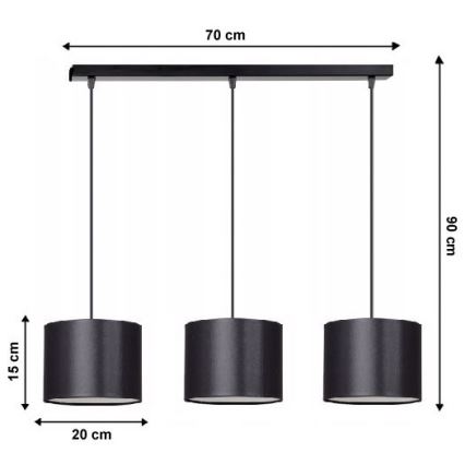 Ljuskrona med snöre TUZ 3xE27/60W/230V