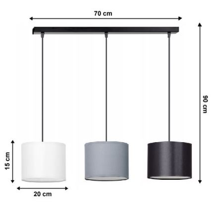 Ljuskrona med snöre TUZ 3xE27/60W/230V