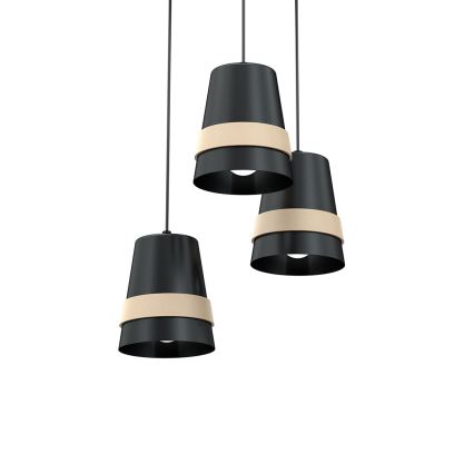 Ljuskrona med snöre VENEZIA 3xE27/60W/230V svart