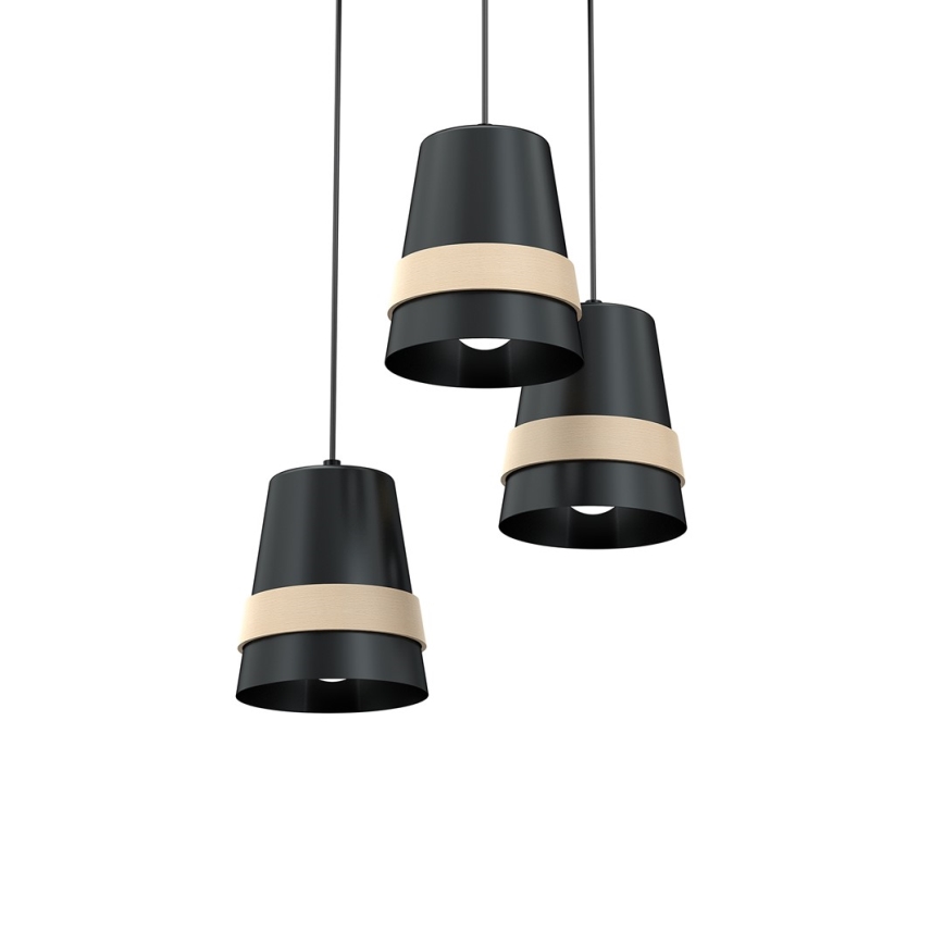 Ljuskrona med snöre VENEZIA 3xE27/60W/230V svart